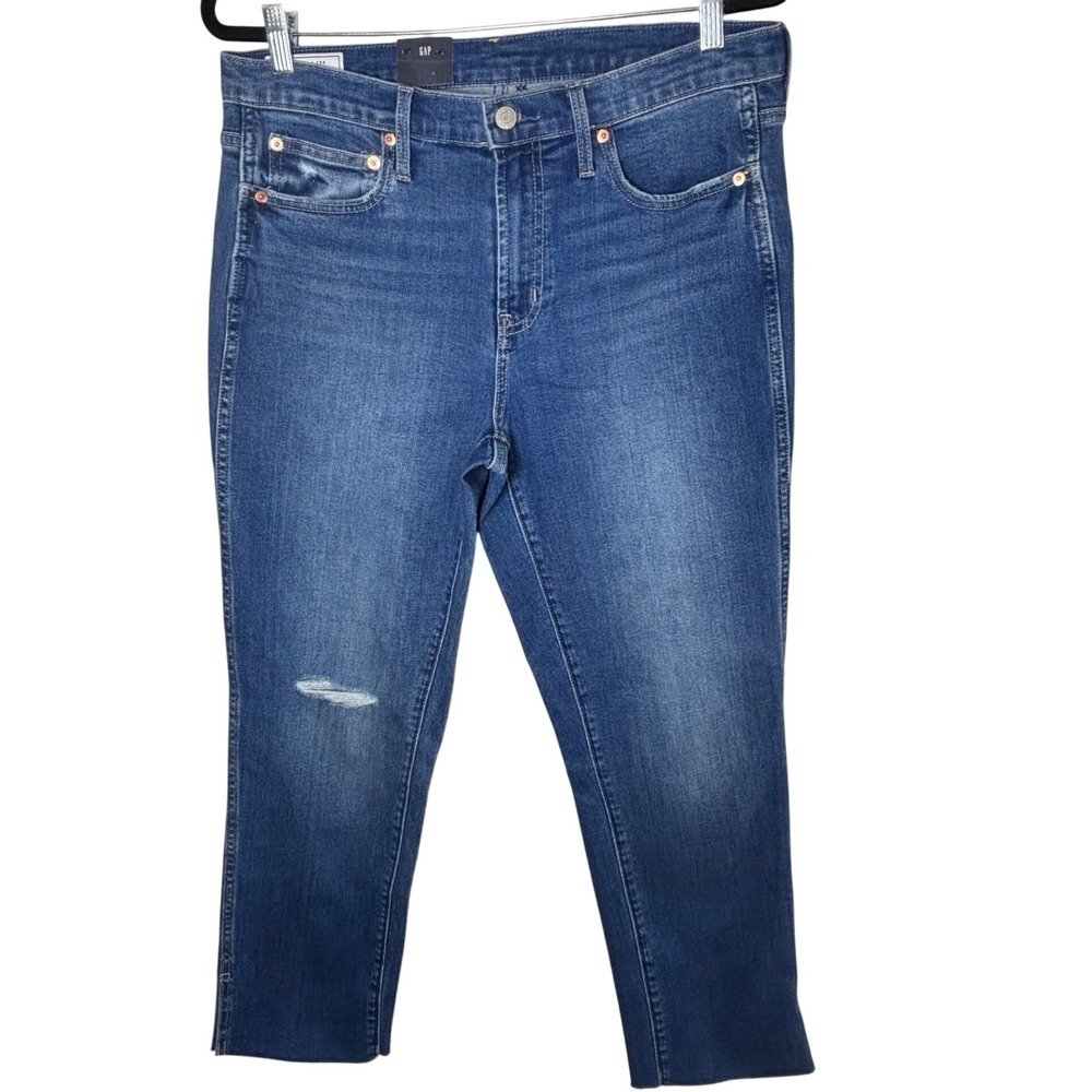 Gap Vintage Slim Mid Rise Stretch Jeans Medium Wash Raw Hem Size 31 12R